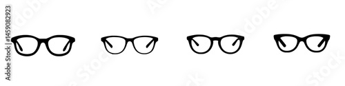 Different styles of eyeglasses displayed in a minimalistic arrangement showing versatility in eyewear choices