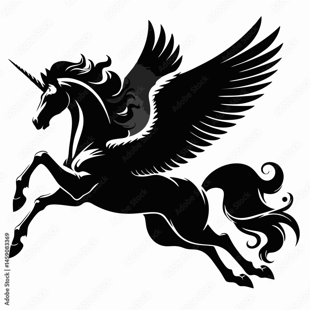 Fototapeta premium A vector flying unicorn.