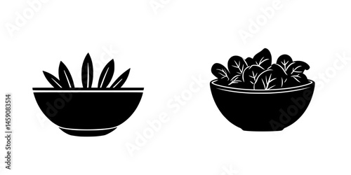 Salad bowls featuring fresh greens and vegetables ready for serving during a healthy meal preparation