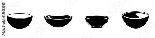 Different styles of bowls displayed in a minimalist arrangement highlighting shapes and designs