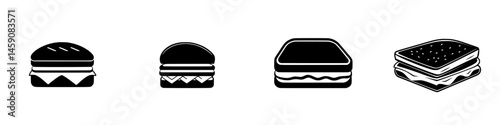Different types of sandwiches displayed in a minimalist style on a white background