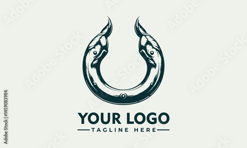 Ornate Metallic Horseshoe with Decorative Swirls and Studs Symbolizing Luck and Tradition. Decorative Object Concept