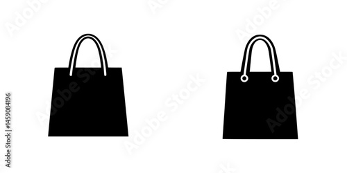 Two black shopping bags with different handle designs displayed side by side for comparison