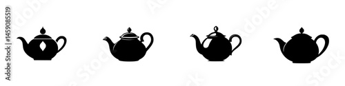 Various stylish silhouettes of teapots in a minimalist design perfect for kitchen decor and tea lovers