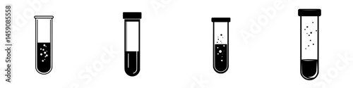 Test tubes lined up with varying levels of liquid in a laboratory setting during daylight hours for scientific experimentation
