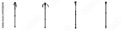 Hiking poles displayed in a neat arrangement showcasing various designs and features for outdoor enthusiasts
