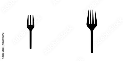 Different sizes of forks displayed on a white background highlighting kitchen utensils for dining purposes