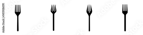Different styles of forks arranged in a row on a simple background during a culinary event