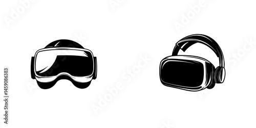 Virtual reality gear featuring goggles and headphones for immersive experiences in gaming and entertainment