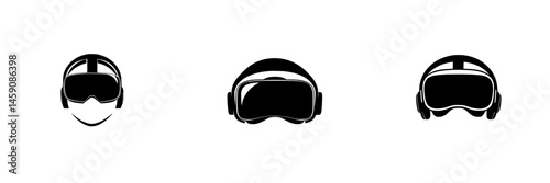 Different styles of virtual reality headsets displayed in a minimalistic design showcasing modern gaming technology and immersive experiences