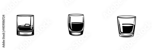 Three whiskey glasses showcasing different levels of liquid, highlighting a casual drinking experience at a cozy bar