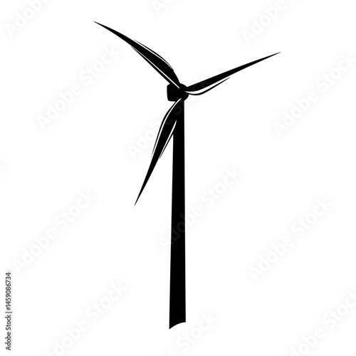 Wind turbine generating renewable energy in a clean landscape during daylight hours