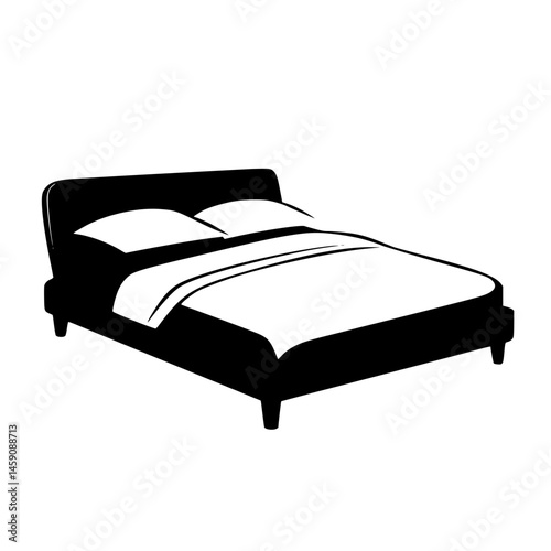 Modern flat black icon of a bed design suitable for furniture and interior decoration projects