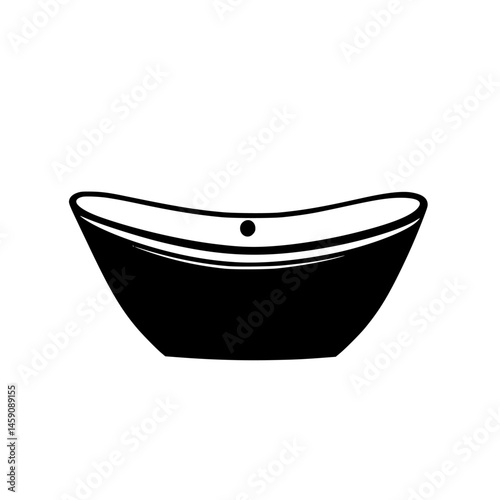 Elegant flat black icon of a modern bathtub designed for contemporary bathrooms and interior design applications