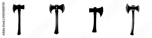Flat black axe icons representing various styles and designs for creative use in graphic applications