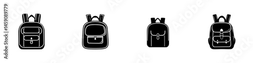 Elegant flat black backpacks in various designs for everyday use or travel