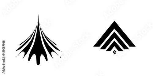 Creative flat black icon design featuring sharp lines and contrasting shapes representing movement and modernity