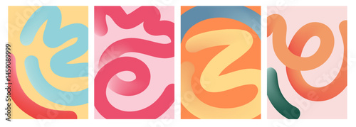 Colorful Abstract Poster Set with Dynamic Shapes