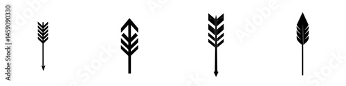Black arrow icons depicting various styles and designs for use in digital and print media