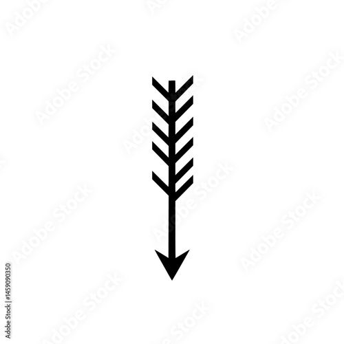 Flat black arrow icon depicting downward movement, ideal for navigation or user interface applications in design