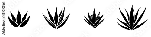 Flat black icon representing agave plants ideal for design projects and digital applications