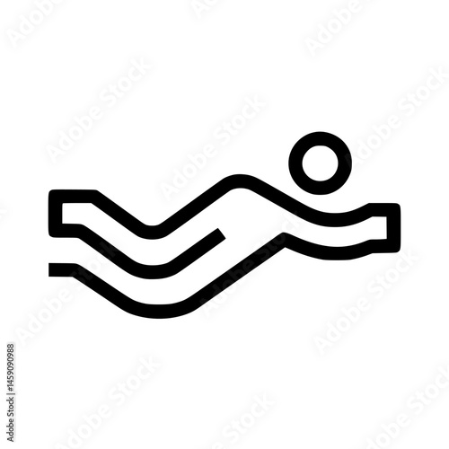Icon representing a swimmer in motion performing a freestyle stroke in a simple flat black design