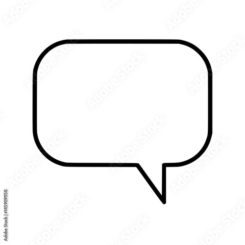 Flat black speech bubble icon symbolizing communication in digital design and user interface elements