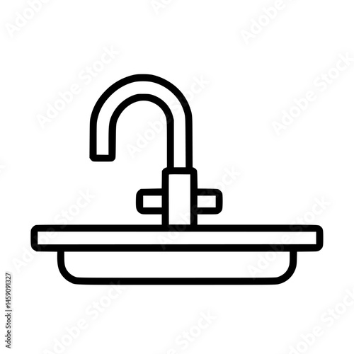 Modern flat black sink icon depicting a minimalistic design suitable for various applications and digital interfaces
