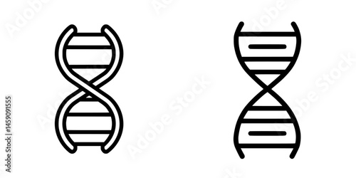 Flat black icons representing DNA structures showcasing the double helix design used in scientific education and biological research