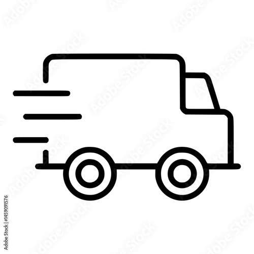 Delivery truck icon representing fast transport services for parcels and goods in urban settings