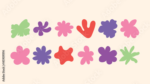 Artful vector elements — stars, flowers, geometric symbols, and stickers ideal for branding concepts, packaging design, online posts and printed materials.