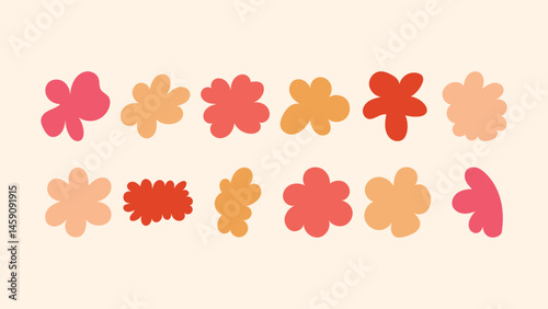 Collection of hand sketched flowers, stars, geometric symbols and labels — ideal for packaging, logo creation, printed goods and online branding content.