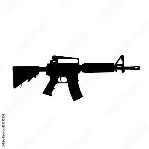 Black silhouette of a rifle showing detailed components and design features