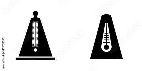 Flat black icons of a metronome and a thermometer representing time and temperature measurement tools