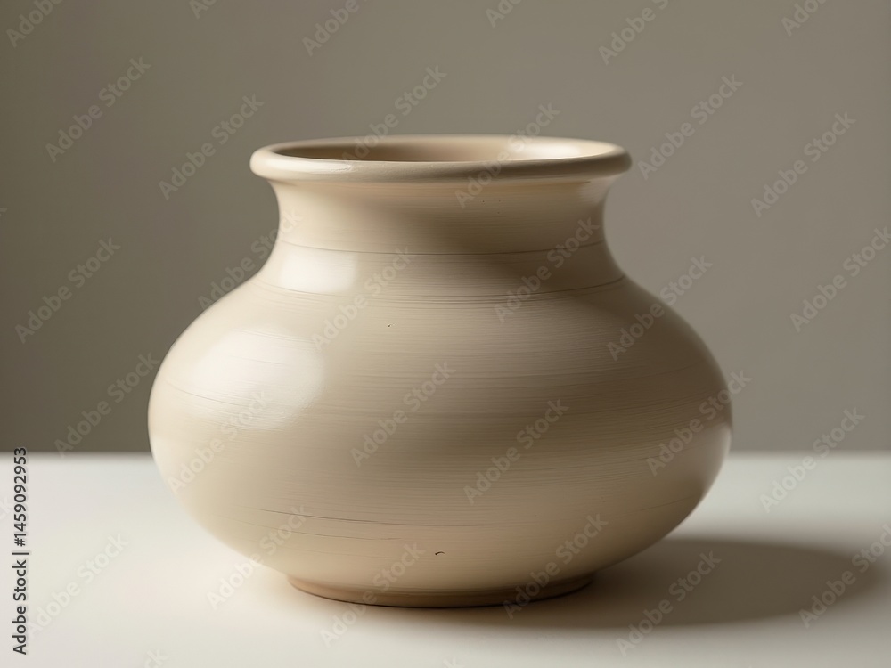Ceramic beige clean vase. The vase is empty and has a simple, elegant design. handicrafts, DIY products. Ceramic beige clean vase. The vase is empty and has a simple, elegant design. handicrafts, DIY products.
