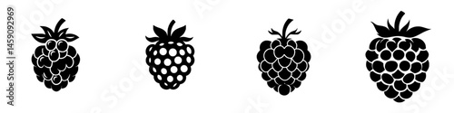 Various flat black icons representing different berry types in a simple and clear design style