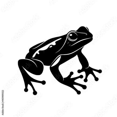 Flat black frog icon showcasing detailed design suitable for various decorative and illustrative uses in digital and print media