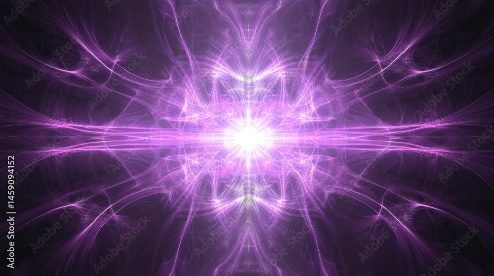 Obraz premium Purple Energy Burst: A Fractal Light Show