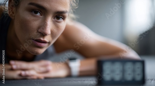 Obraz na płótnie A closeup of a timer counting down as someone performs highintensity interval training showcasing dedication and focus. w salonie