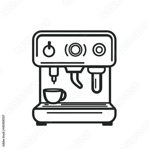 Coffee machine icon in minimalist style with copy space

