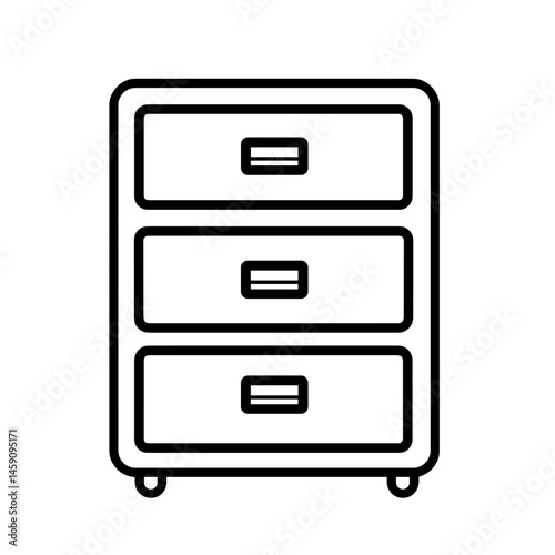Drawer cabinet icon in minimalist style with copy space