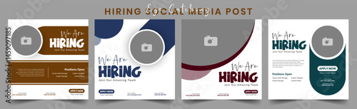 We Are Hiring Social Media Post Template for Job Vacancy and Recruitment Campaigns Editable Design for Instagram Facebook and LinkedIn Business Hiring Ads to Attract New Talent Professionally.