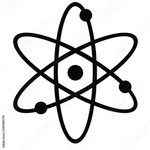 Cute cartoon hand drawn vector atom silhouette.