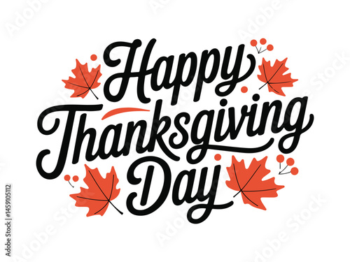 Happy Thanks Day Typography Design With Thanks Giving Day Creative Elements