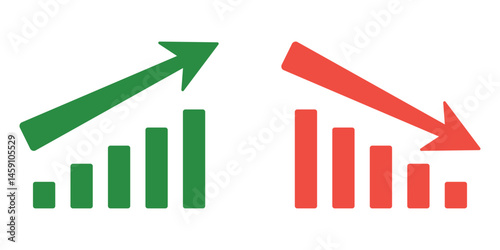 Stock Market Charts Set, Direction Arrows, Trade, Exchange, eps 10, Vector