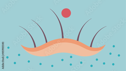 Healthy Hair Growth An illustration of a hair follicle with healthy thick hair strands emerging. Exosome particles surround the follicle symbolizing nourishment and support.