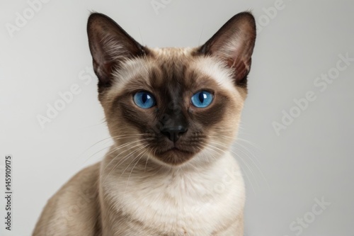 Siamese cat on white background