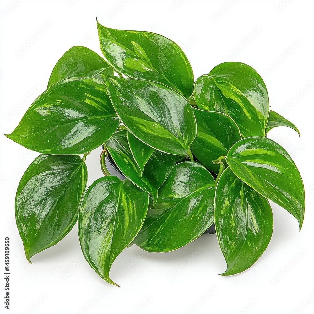 Fototapeta premium Lush Green Variegated Tropical Plant Close Up