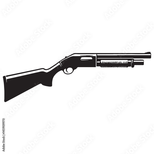 Professional Shotgun silhouette with artistic balance – shotgun illustration – shotgun vector – weapon silhouette

