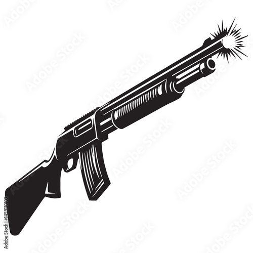 Contemporary Shotgun silhouette with clean layout – shotgun illustration – shotgun vector – weapon silhouette

